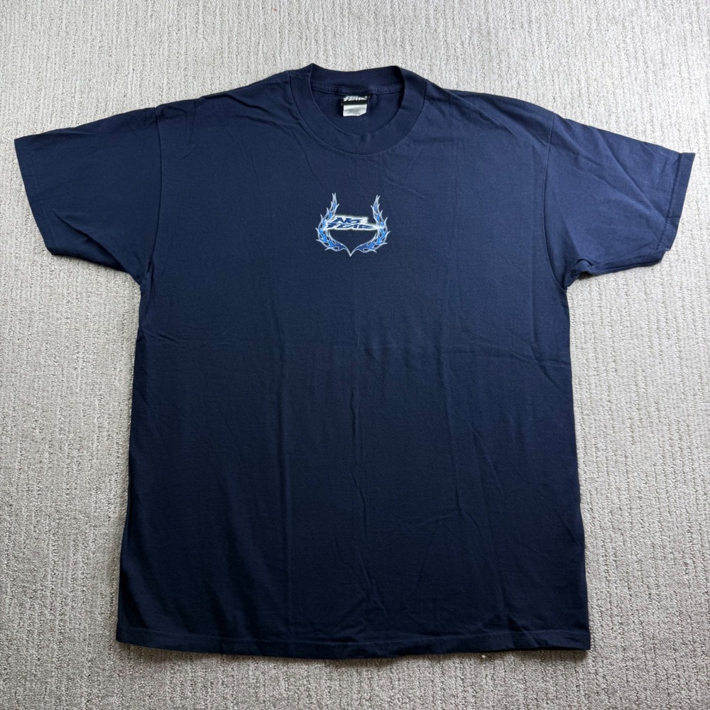 No Fear Vintage Skull Flame Graphic T-Shirt Mens Size XL Navy Blue Short Sleeve